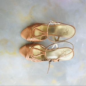 Nude patent leather pumps/ sandals